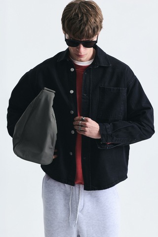 Vamos Oversize Denim Gömlek Siyah