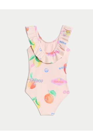 Marks & Spencer Meyve Desenli Fırfırlı Mayo (2–8 Yaş) T77006023U Turuncu