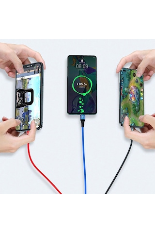 Telefonlara Uyumlu Type-c Micro Lightning 3lü Şarz Kablo Universl