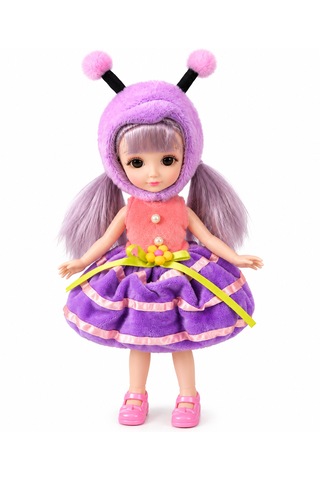 Starry Sky Doll Kelebek Kostümlü Bebek 30 Cm Mor Saçlı Peluş Şapkalı Oyuncak Bebek 3+ Yaş