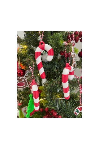 Yılbaşı Ağacı Süsü Şeker Kamışı 3 Lü Set 10 Cm Kırmızı Beyaz Noel Ağacı Süsü