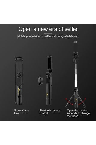 Vaorlo Taşınabilir Selfie Çubuğu Bluetooth Uzaktan Kumanda Üçü Bir Arada Entegre Zamanlayıcı Tripod Cep Telefonu Braketi