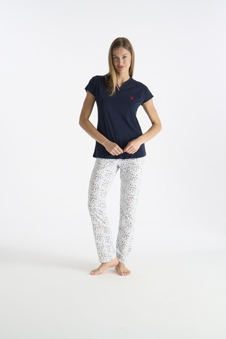 U.S. Polo Assn. U.s Polo Assn. 20235 Kadın Kısa Kollu V Yakalı Pijama Takımı-lacivert