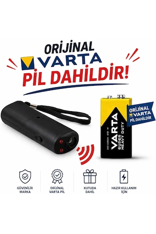 Erol Av Ultrasonik Köpek Kovucu Ve Eğitici Cihaz Frekanslı, Led Flaşlı Varta Pil Hediye