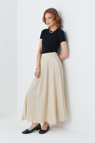 4631 Kadın Parçalı Kloş Etek Taş Taş