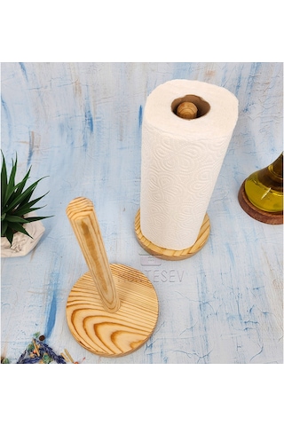 2 Ad Çam Ağacı Kağıt Havluluk Ahşap Peçetelik Mutfak Düzenleyici