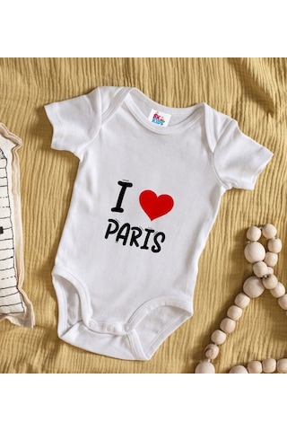 Bk Kids I Love Paris Tasarımlı Bebek Body Zıbın - Model 1 3-6 Ay sarı