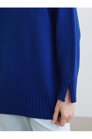 Lcw Modest Mavi Bisiklet Yaka Oversize Kadın Triko Tunik