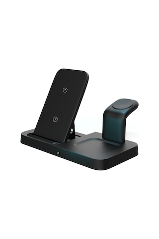 Maiyame A002 Siyah 3'ü 1' Arada Katlanabilir Dikey Kablosuz Şarj Cihazı - Telefon, Saat, Kulaklık İçin 15w Maksimum Güç