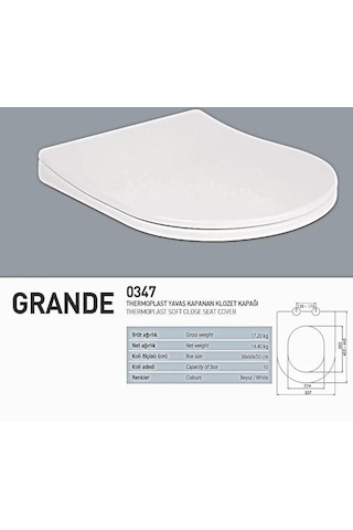 Nkp Grande Thermoplast Yavaş Kapanan Klozet Kapağı - Nkp0347