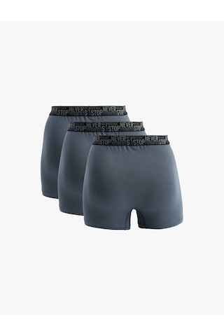 Koton Regular Fit Baskılı Bel Detaylı Pamuklu 3'lü Boxer Seti Antrasit 6slm90034mk