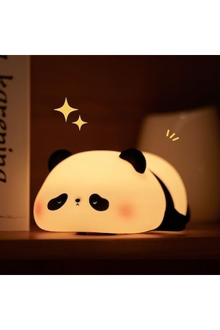Panda Gece Lambası, Çocuk Yatak Odası, Sevimli Hayvan Silikon Kreş Gece Lambası, Dokunmatik Kontrollü Gece Lambala Diğer