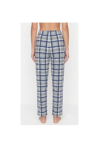 Yasar Underwear Kadın Pijama Altı %100 Pamuklu Ekose Desenli Cepli Ve Bağcıklı Gri,lacivert Gri,lacivert