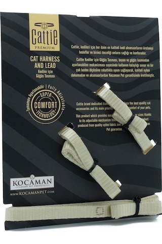 Cattie Dokuma Kedi Göğüs Tasma Ve Uzatma Seti 1x25-40 CM Haki