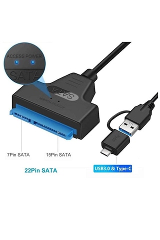 Harici Hard Disk Kablosu 2in1 Usb 3.0 Type-c To 2.5 İnç Sata Hdd