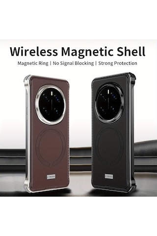 Turcoshop11 Honor Magic 7 Siyah Şık Korumalı Manyetik Kenarsız Metal Kılıf