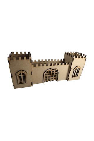 3 Lü Set Ahşap Kale / Sur Maket Seti Kendin Boya, Eğlen