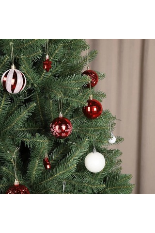 Moveevo 44 Adet 3-6 Cm Plastik Noel Topu, Elektroplated Kırmızı-beyaz Renkli, Ağaç Dekorasyon Aksesuarı Karton Kutuda