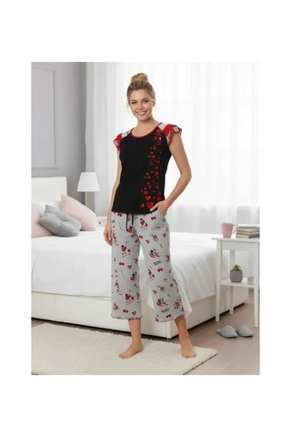 Meks Berrak Bayan Kapri Pijama Takım 5131 - 22 - Renk: Kırmızı / Beden: S AÇIK GRİ