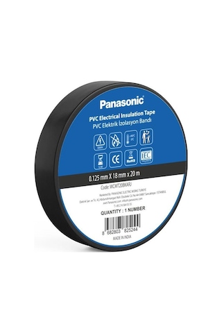 Panasonic Fr Pvc Elektrik İzolasyon Bandı Siyah 20m 1.80cm X 0,125mm - 8 Adet