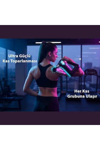 Hilda Sk-988 Profesyonel Masaj Aleti 32 Kademeli Hız 8 Başlıklı Lcd Ekranlı Derin Doku & Tüm Vücut Masaj Tabancası Siyah