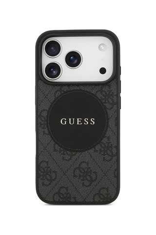 Apple Uyumlu iPhone 17 Pro Kılıf Guess Lisanslı M-safeli Yazı Logolu Circle Classic Kapak Siyah Siyah