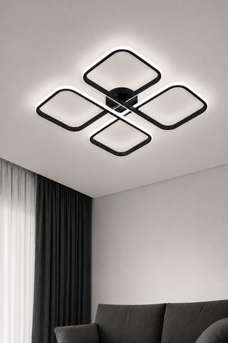 Nuvo Led Plafonyer Avize Beyaz Işık Siyah