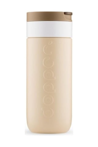 Dopper Travel Mug Yalıtımlı Termos Bardak 400 Ml - Toprak Kahvesi Açık Kahve / Beyaz