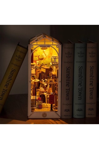 Rolife Tgb02 Sunshine Town Kasaba Kitap Köşesi Book Nook Dıy Minyatür Maket Model Seti Mini Dollhouse 3d Model Kit Detaylı Dekoratif Hobi Set 3d Puzzle Tiny House