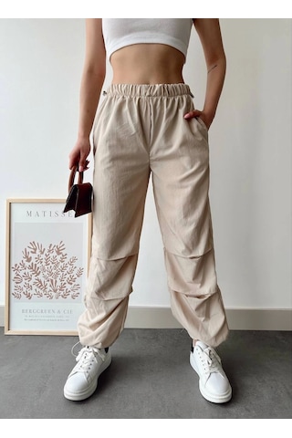 Ecenin Favorileri Bej Paraşüt Pantolon Bej