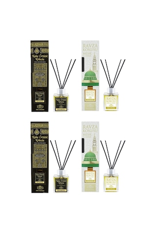 4'lü Esved Kabe Örtüsü Kokusu Çubuklu Oda Kokusu 100 Ml X 2 Adet + Medine Ravza Çubuklu Oda Kokusu 100 Ml X 2 Adet Kabe - Medine Ravza