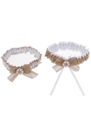 Dolıty 2 Parça Bayan Dantel Çiçekli Bacak Jartiyer Kahverengi Kahverengi