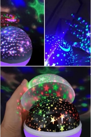 Çok Renkli  Ve Dönen Star Master Gece Lambası Mor Çok Renkli