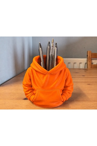 3d Baskı Kapüşonlu Sweatshirt Kalemlik - Masaüstü Organizer-turuncu Çok Renkli