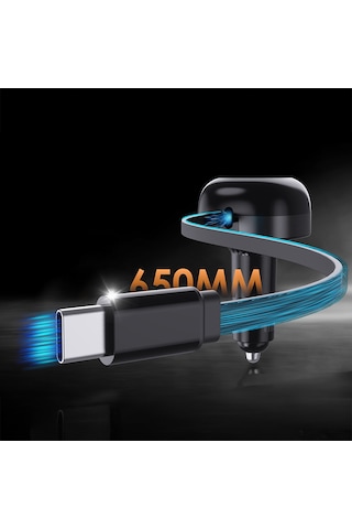 Lenyes Ca59 Pd 60w Type-c Kablolu Hızlı Şarj Özellikli Type-c + Usb-a Portlu Araç Şarj Aleti Siyah