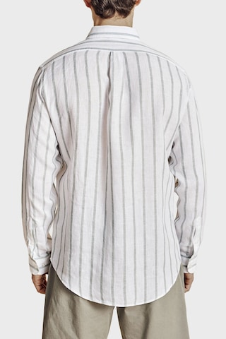 Brooks Brothers % 100 Keten Düğmeli Yaka Çizgili Gömlek Erkek Gömlek Bbss26msh013166 Yeşil-beyaz
