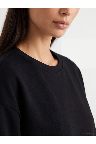 Lcw Everyday Siyah Oversize Soft Touch Kadın Sweatshirt