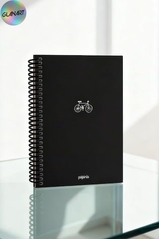 Spiralli 100 Yaprak Çizgili Orta Boy Sert Kapak Defter Kraft Kağıt 16x23 Cm Dışı Siyah