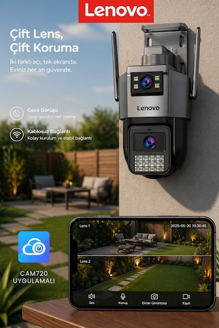 2 Kameralı 10mp Wifili Ultra Renkli Gece Görüşlü Hareket Takipli Güvenlik Kamerası