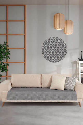 ZeynepTekstil Halfy Natural Pamuklu Koltuk Şalı Çekyat Örtüsü 100 x 210 Antrasit