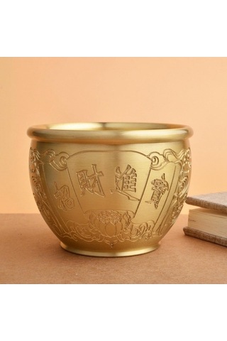 Opulentliving Suntek Hazine Kavanozu, Pirinç Sanat Heykel, 11.8cmx9cm, Ofis-ev Dekorasyonu, Hediyelik 11.8cmx9cm