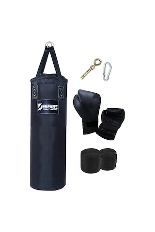 Desfabe PDS 80x25Cm Kolonlu Kum Torba+Aparat+Eldiven+Bandaj Siyah