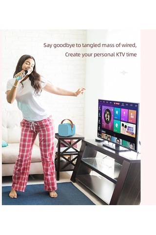 Fortunelane Bluetooth Kablosuz Mikrofonlu Şarkı Söyleme Hoparlörü, 6w Ses, 2000mah Pil, Pembe