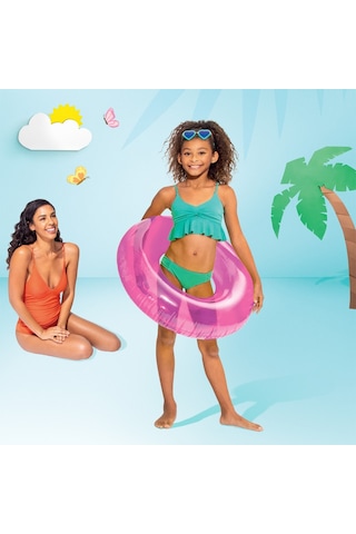 Çocuk Yüzme Simidi - Intex - Şeffaf Jumbo - Mor - 76 Cm 59260