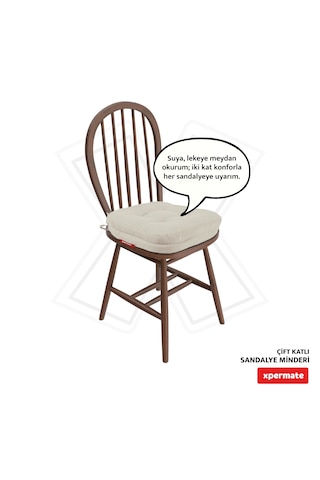 Xpermate Çift Kat Sandalye Minderi 42x42x8 Bej