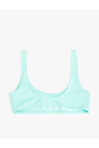 Koton Spor U Yaka Dokulu Bralet Bikini Üstü Green 5sak10175mm Yeşil