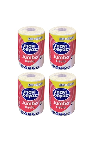 Mavi Beyaz Dev Rulo Jumbo Havlu 4'lü