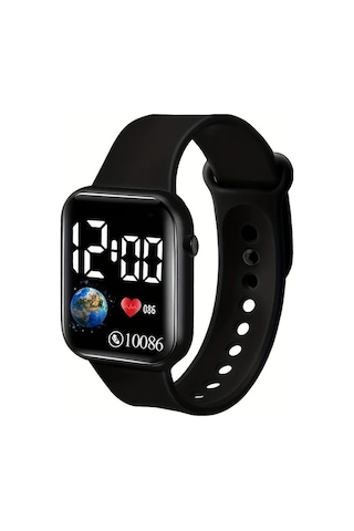 Trendooze Cloud011 Beyaz Dijital Saat, Dünya Kalp Kordon, Fitness Saat Beyaz