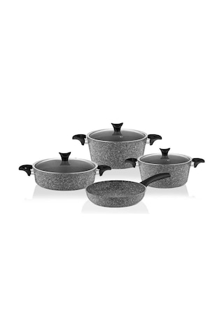 Taç 3455 Master Cook 7 Parça Granit Tencere Seti Siyah
