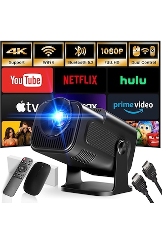 Mini Projektör, 4k Fhd 1920x1080p 180 Taşınabilir Projektör Wifi Android Ve İos Mause